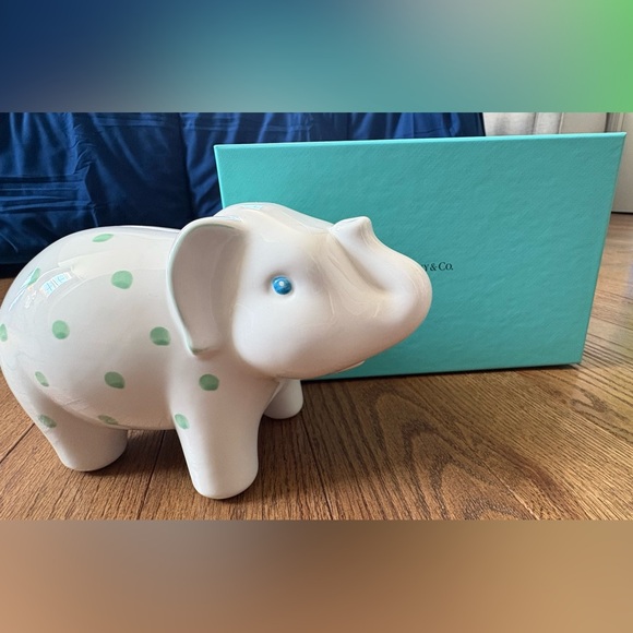 Tiffany & Co. Handpainted White Elephant Coin Bank - Picture 10 of 13